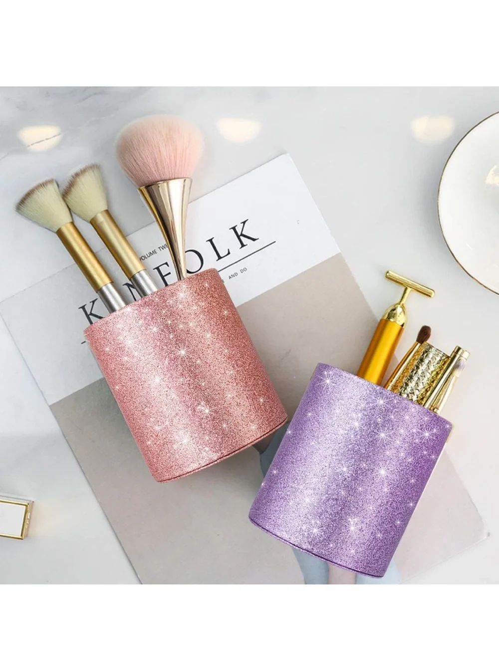 Glitter Desk Pen Holder makeup brush holder